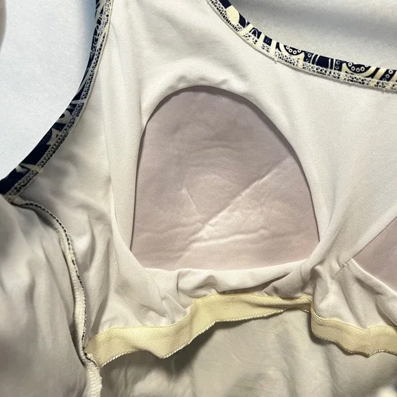 Catalina One Piece Swimsuit Padded Cups Blue Off White Geometric Pattern 18W/20W - Picture 3 of 7